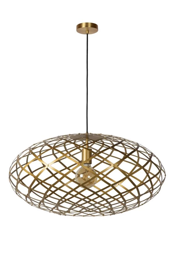 Lucide WOLFRAM - Hanglamp - Ø 65 cm - 1xE27 - Mat Goud / Messing - uitgezet